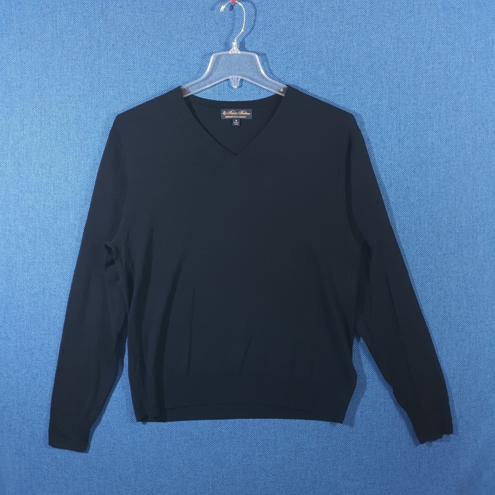 Brooks Brothers Brooks Tech Merino Wool Sweater Mens Medium Black‎ V-Neck